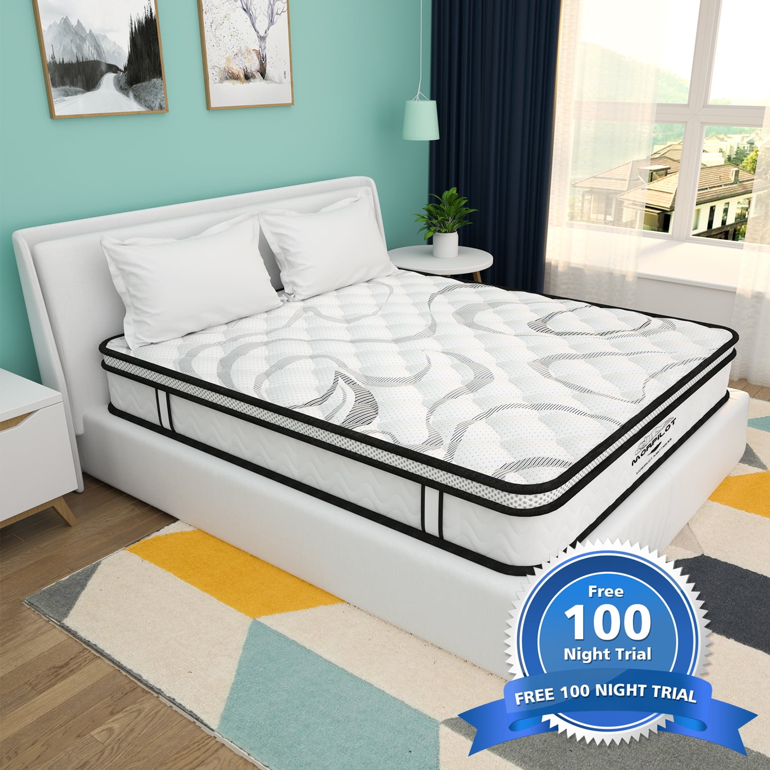 [Free Trial]Morpilot 10 inch Memory Foam and Spring Hybrid Mattress in a Box, Breathable Bed Mattress with CertiPUR-US Certified Foam for Pressure Relief, 10 Year Warranty