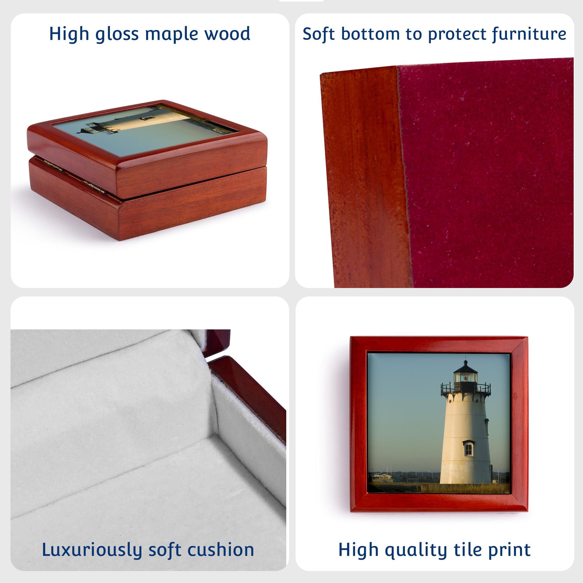 3dRose, MA, Marthas Vineyard, Edgartown Lighthouse - US22 WBI0309 - Walter Bibikow, Jewelry Box 5.5x5.5 inch with 4 inch tile