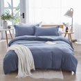 thumbnail image 1 of Queen,Washed Microfiber Haze Blue Queen Size Duvet Cover Set,Solid Color - Soft, 1 of 6