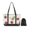 thumbnail image 7 of FORMRS Canvas Laptop Tote Bag for Women with 15.6" Computer Compartments Shoulder Handbag, Beige Cherry, 7 of 7