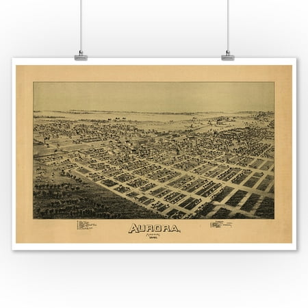 Antique Panoramic Map Print - Aurora, Missouri - Panoramic Map (9x12 Art Print, Wall Decor Travel Poster)
