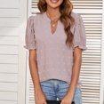 thumbnail image 2 of Camisas de gasa para mujer, blusas casuales de verano, manga corta, cuello en V, blusas con pompones de punto suizo para el trabajo, viajes y fiestas, 2 of 6