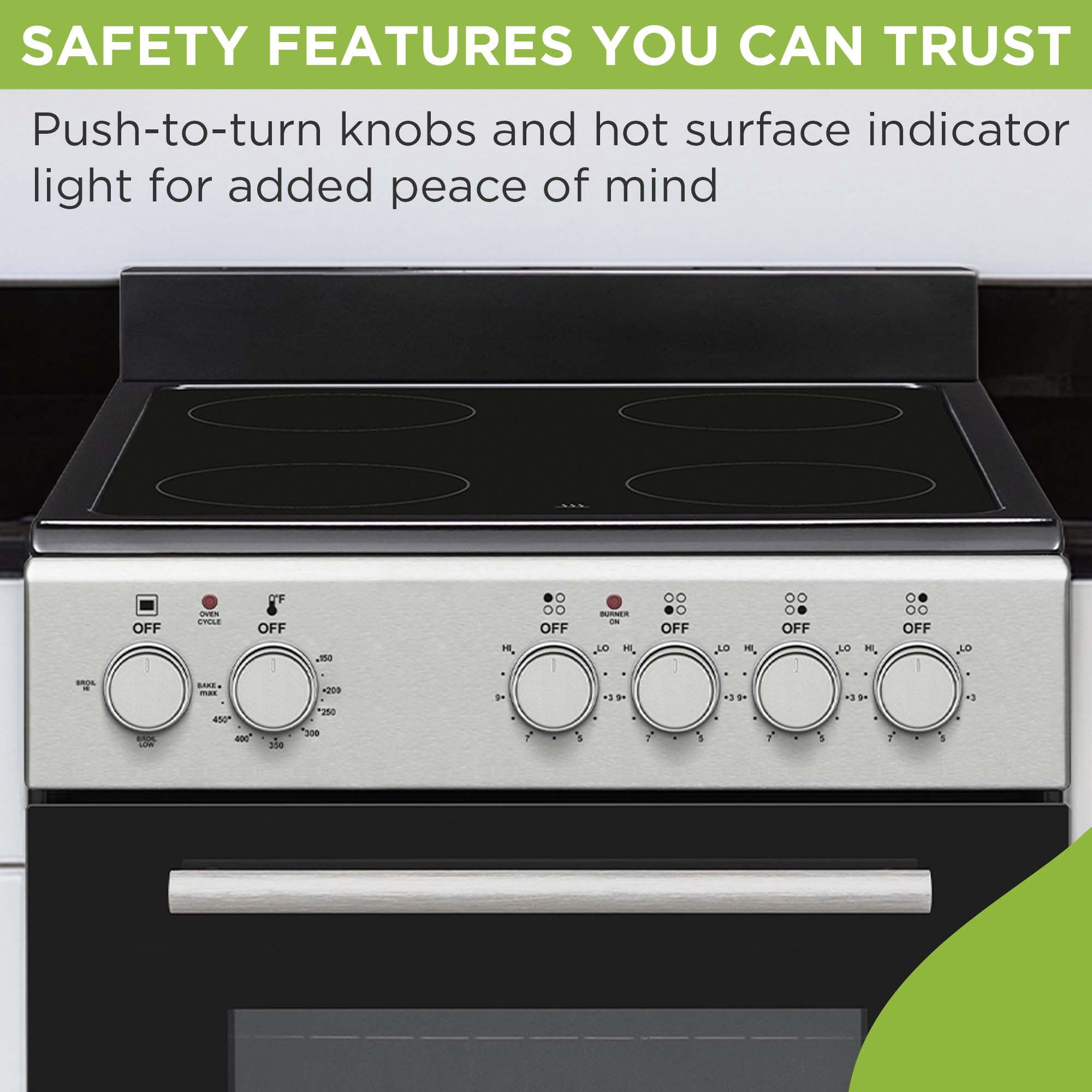 Hamilton Beach 20" Electric Range, Vitroceramic Top, With Shallow Tray, Inox
