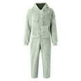 thumbnail image 3 of Men's Hooded Onesie Pajamas Lightweight Fuzzy Fleece Zip Up Jumpsuit Long Sleeve One Piece Pjs Romper Warm Loungewear with Pocket, 3 of 6