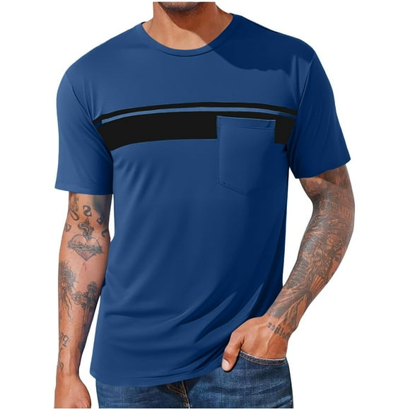 Lmnyox Short Sleeve Summer T Shirt for Men Vintage Fashion Crew Neck Tee Business Casual Tops with Pocket