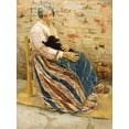 thumbnail image 2 of Liebermann, Max 25x32 Black Ornate Wood Framed with Double Matting Museum Art Print Titled - An Old Woman with Cat, 2 of 4