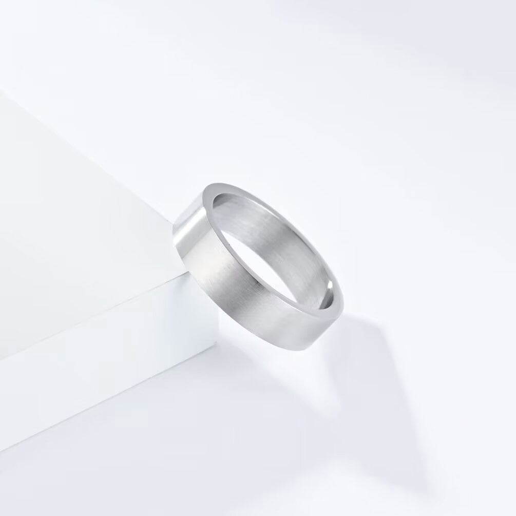 HIJONES Unisex Brushed Matte Ring for Men Women Stainless Steel