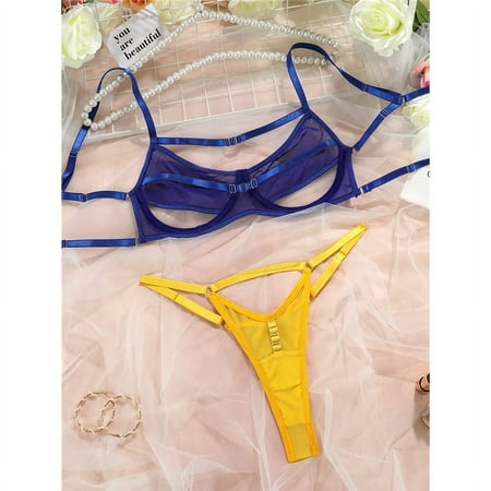 

Color Block See Through Lingerie Set
