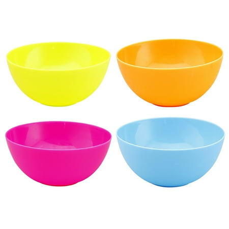 

4pcs Colorful Plastic Children Dinner Bowl Food Bowl Round Shape Design Rice Soup Bowl for Kids (Mixed Color)
