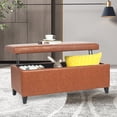 thumbnail image 5 of Homebeez 42 inch Wide Rectangle Lift Top Storage Ottoman Bench, Faux Leather with Large Storage Space for The Living Room, Entryway, Bedroom, 5 of 7