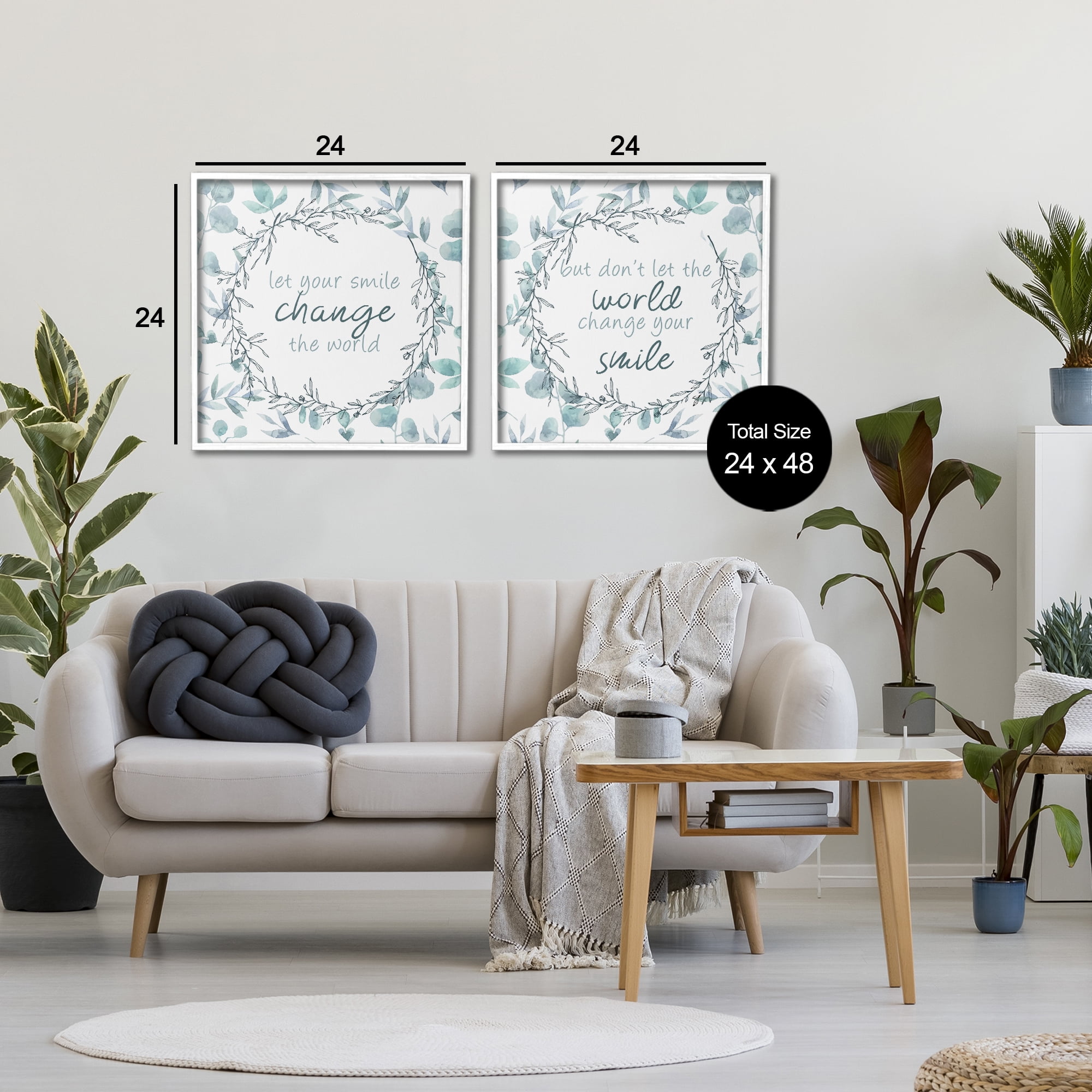 Stupell Industries Inspirational Smile Quotes 2 Piece White Framed Giclee Art Set, design by Kim Allen