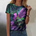 thumbnail image 2 of Juosiy Women Loose Thin Colorful Carnival Printed Blouse Trendy Short Sleeve Round Neck Simple Daily Tops, 2 of 4
