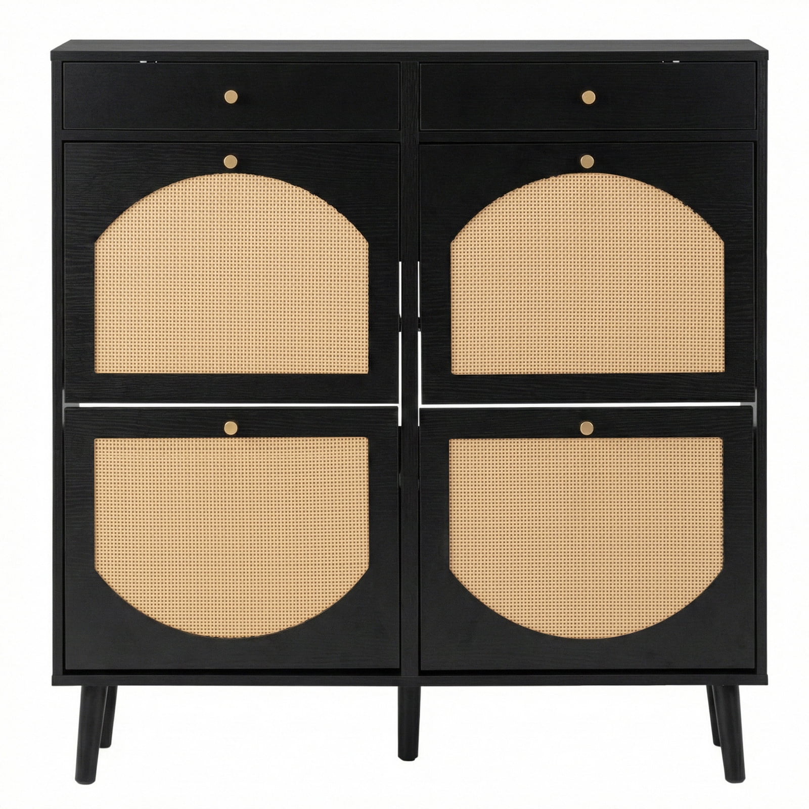 Shoe Cabinet with 4 Drawers & 4 Flip-Down Compartments, Particle Board Shoe Storage Organizer, Space-Saving Large Capacity Entryway Cabinet for Mudroom Hallway