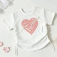 thumbnail image 2 of Sgkm Shirts for Girls Cute Bow Preppy Graphic Tee Summer Top Cotton Crewneck Regular Fit Everyday Wear White 11-12 Years, 2 of 5