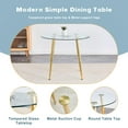 thumbnail image 2 of Noble House 36" Modern Round Dining Table, Tempered Glass Tabletop, Gold Metal Legs with Aluminum Disc, Clear, 2 of 8