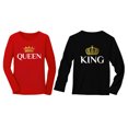thumbnail image 1 of King & Queen Matching Couples Valentine's Day Idea Gift Long Sleeve T-Shirt King Black Large / Queen Red Medium, 1 of 5
