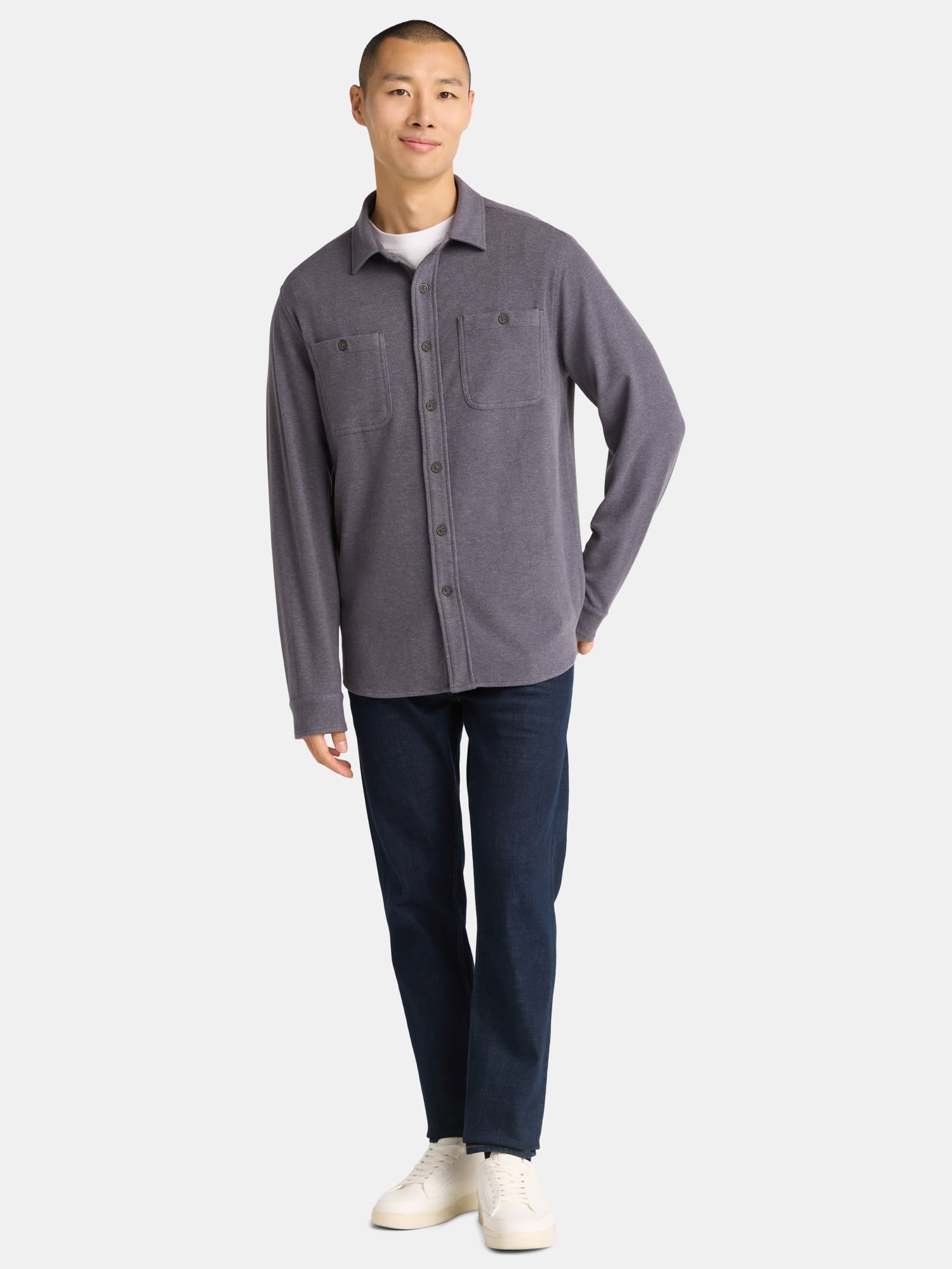 George Men's and Big Men's Brushed Knit Button Down Shirt, Sizes S-3XL