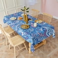 thumbnail image 3 of Blue Paisley Pattern Rectangle Tablecloth 60"x102",Waterproof Polyester Rectangle Table Cloth, Wipeable Spillproof Polyester Tablecloth for Dining, Camping, Indoor and Outdoor, 3 of 6