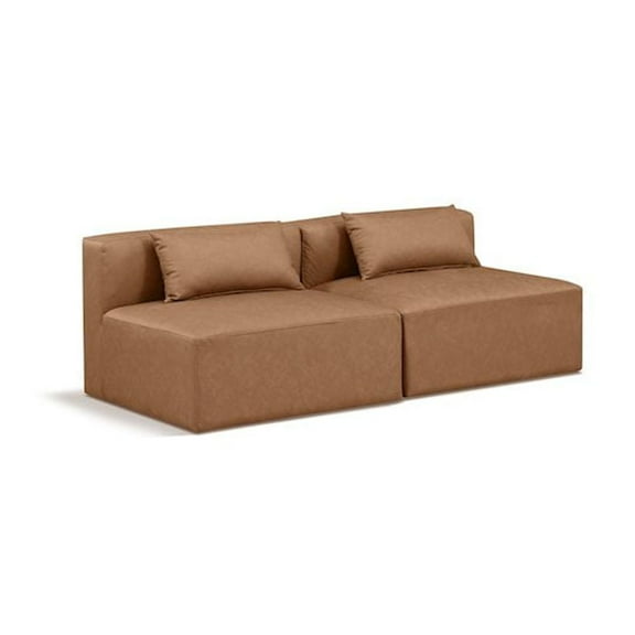 Meridian Furniture Cube Brown Vegan Leather 2-Pc. Modular Sofa