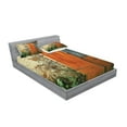 thumbnail image 2 of Ambesonne Rustic Fitted Sheet & Pillow Sham Set, Old French Wooden Door, Queen, Orange Green, 2 of 2