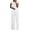 White, variant on HXWCHs Women's Denim Jumpsuit, Elegant Women's Sleeveless Jumpsuit with Ruffle and Lace Featuring Straight Leg Trousers XL White