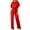 Red, variant on Womens Summer Casual Short Sleeve Pants Suit Beach Vacation Romper Belted Dressy Wedding Guest Jumpsuit Jumper Wine M