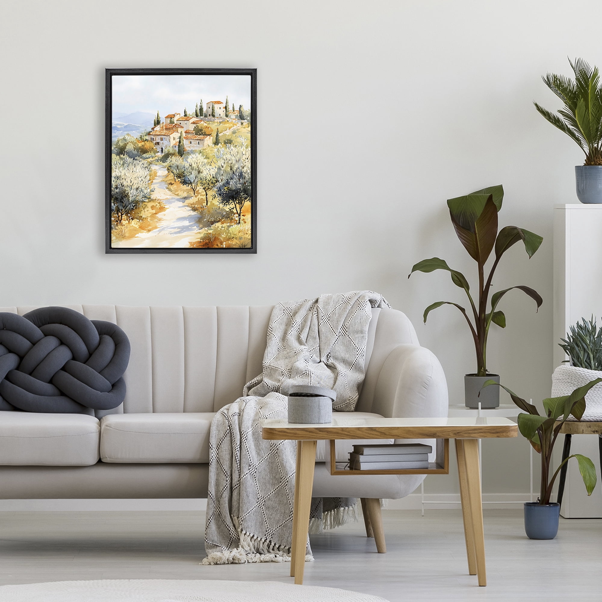 Stupell Industries Tuscan Hilltop Village View Black Framed Floater Canvas Wall Art, design by LSR Design Studio