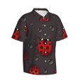 thumbnail image 2 of JUNZAN Red Ladybugs Pattern Hawaiian Shirt for Men,Summer Beach Casual Short Sleeve Button Down Shirts-Medium, 2 of 9