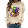 thumbnail image 2 of Xuyuer Women's Carnival Printed Long Sleeved Round Neck Mardi Gras Sweatshirt Carnival Outfits Women Carnival Sweatshirts Fat Tuesday Fashionable Pullover Tops, 2 of 6