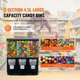 thumbnail image 2 of KFFKFF Black Gum Ball with Stand Vending Machine 44in Height Freestanding Commercial 25 Cents Coin Operated Gumball Bank 3 Compartment Candy Dispenser Vintage Candy Dispenser, 2 of 9