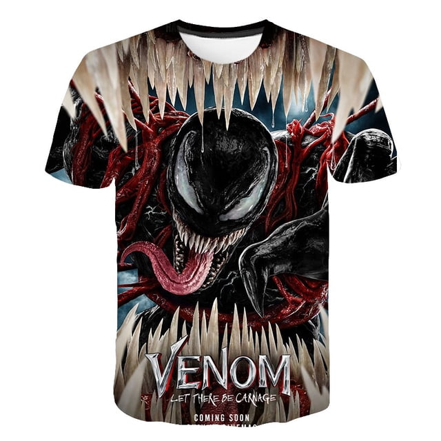 Marvel 2022 New Boys Summer Venom 2 Camiseta con estampado 3D Cuello redondo Camiseta de manga corta Casual Loose Hip Hop Niños Camisetas divertidas Tops12T zhangyuxiang CONDUJO
