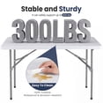 thumbnail image 5 of edx 4FT Folding Table, Outdoor Indoor Heavy Duty Portable with Carrying Handle for Camping, White,23.62"W x 48.03"D x 29.13"H, 5 of 9