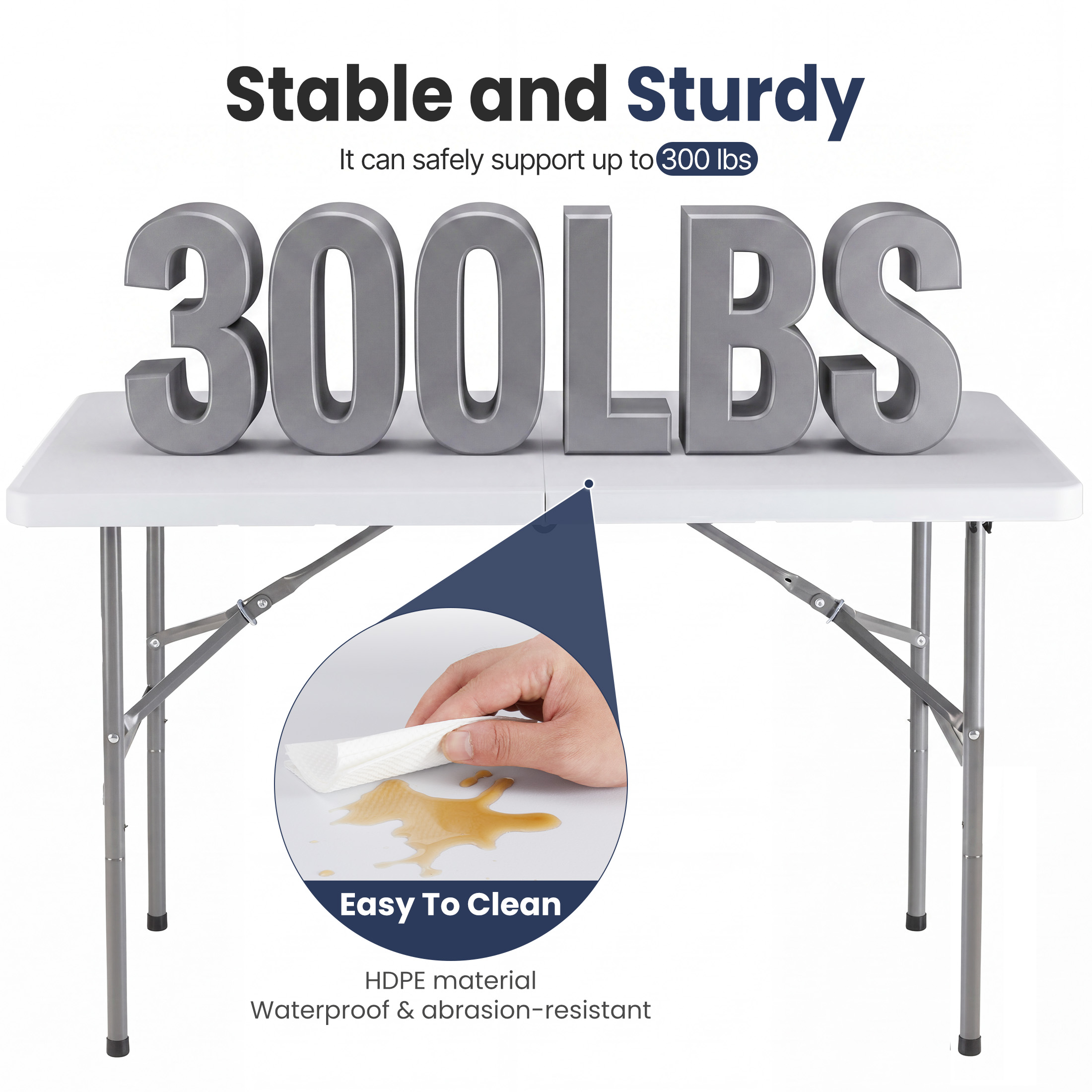 edx 4-Foot Folding Table, White photo 4