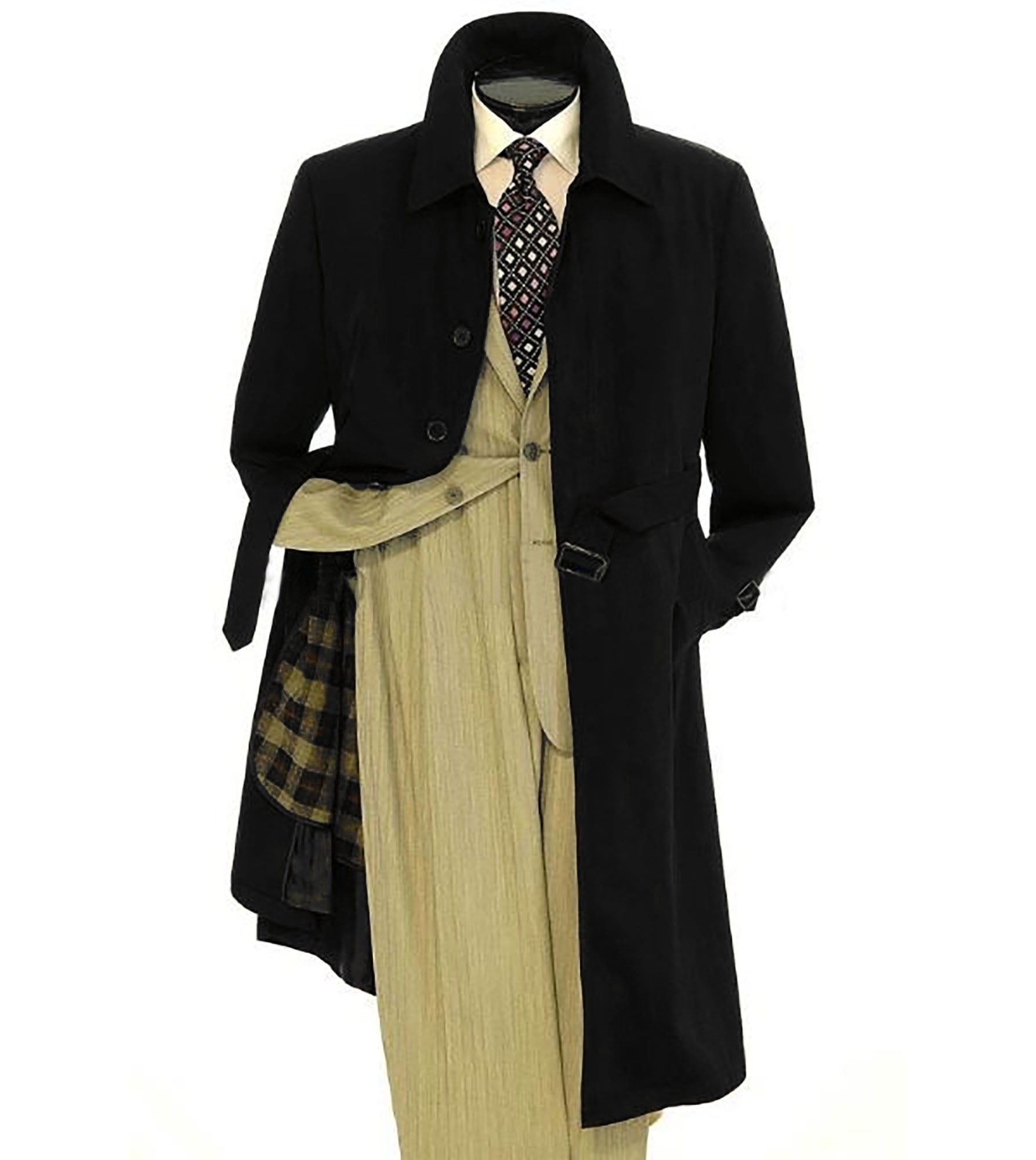 All Weather Mens Dress Coat Belted Rain Coat Long Full Maxi Length ...