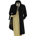 thumbnail image 1 of All Weather Mens Dress Coat Belted Rain Coat Long Full Maxi Length Trench Coat Black Long Style, 1 of 1