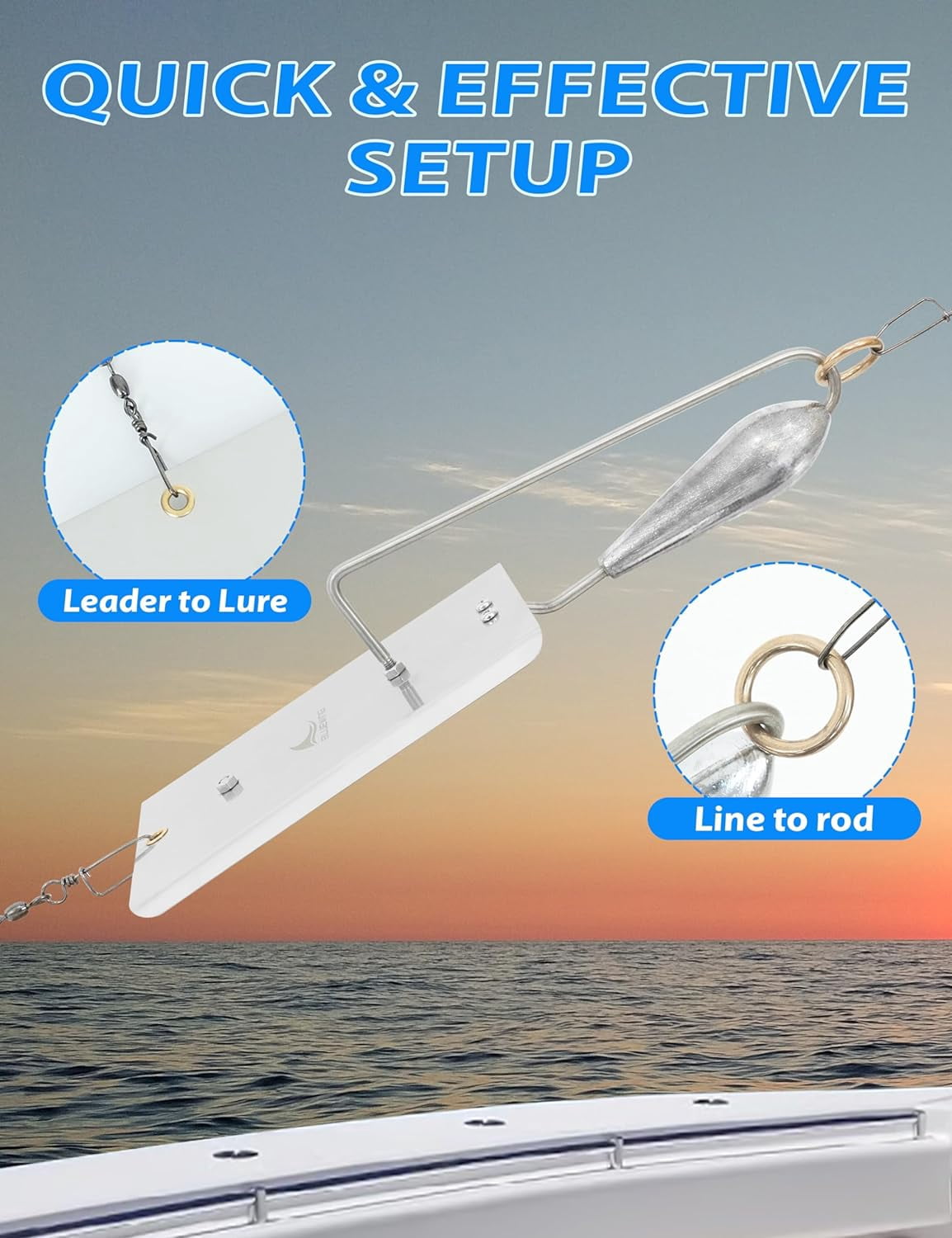 BLUEWING Fishing Planer Heavy-Duty Trolling Planer with Stainless Steel Blade and 4oz Fishing Weights Offshore Downrigger Planer for Wahoo, Kingfish, Tuna Fishing, #4-4oz Original