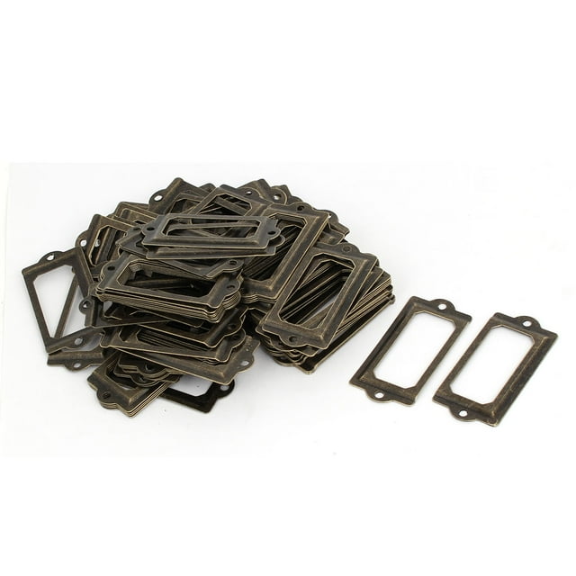 Unique Bargains Office Library Iron Retro Style Tag Label Holder Bronze Tone 70mmx33mm 100pcs