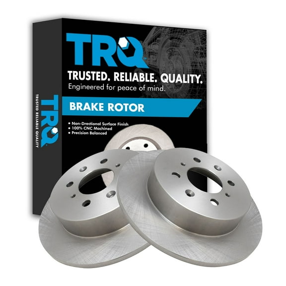 TRQ Rear Brake Rotors Set Solid Fits Select 2002-2003 Honda Civic