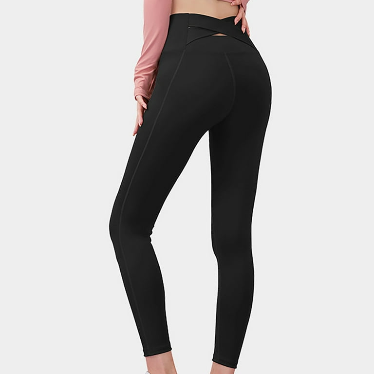 Jalioing Yoga Sweatpants for Women Stretchy High Waist Solid Color