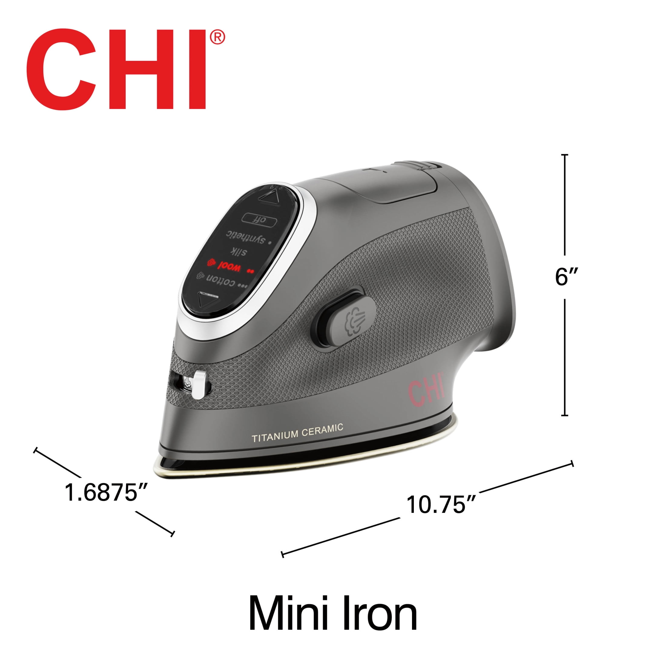 CHI Mini Clothing Iron, Steam Iron for Clothes with Titanium-Infused Ceramic Soleplate, Black