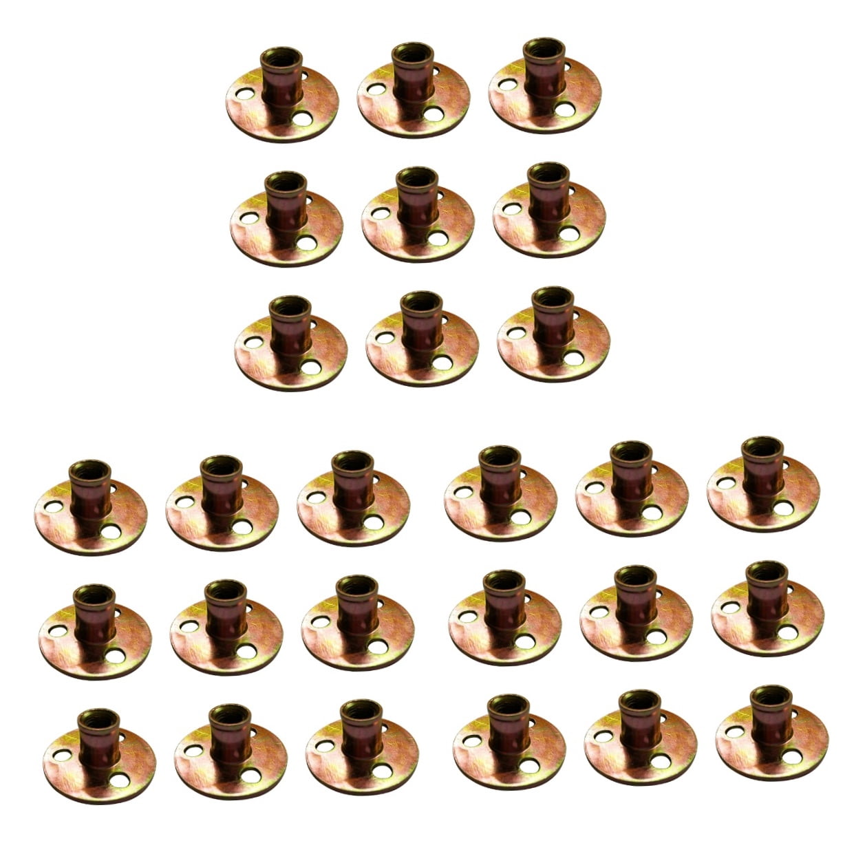 Masteelf 30 Pcs Metal 3 Screw Holes Rivet Nuts Round Base Tee Nuts for Furniture (M8)
