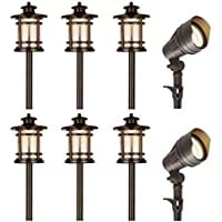 

8 Pack Low Voltage LED Landscape Kits 12V Pathway Flood Light Kits 10W 390LM and 3.4W 155LM Wired for Outdoor Yard Lawn Die-cast Aluminum 50W and 30W Equivalent 15-Year Lifespan(A)