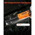 thumbnail image 6 of VEVOR Cordless Ratchet Wrench, 3/8 inch Drive, 240 RPM, up to 33 ft-lbs of Torque, Extended Battery Powered Electric Ratchet Wrench Set with Two Batteries, Charger, Sockets, Adaptor and Extension Bar, 6 of 9