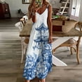 thumbnail image 4 of Blue Chinoiserie Toile Hydrangea Sleeveless Dress Loose Women's Dress Dresses Luxury Evening Dresses, 4 of 9