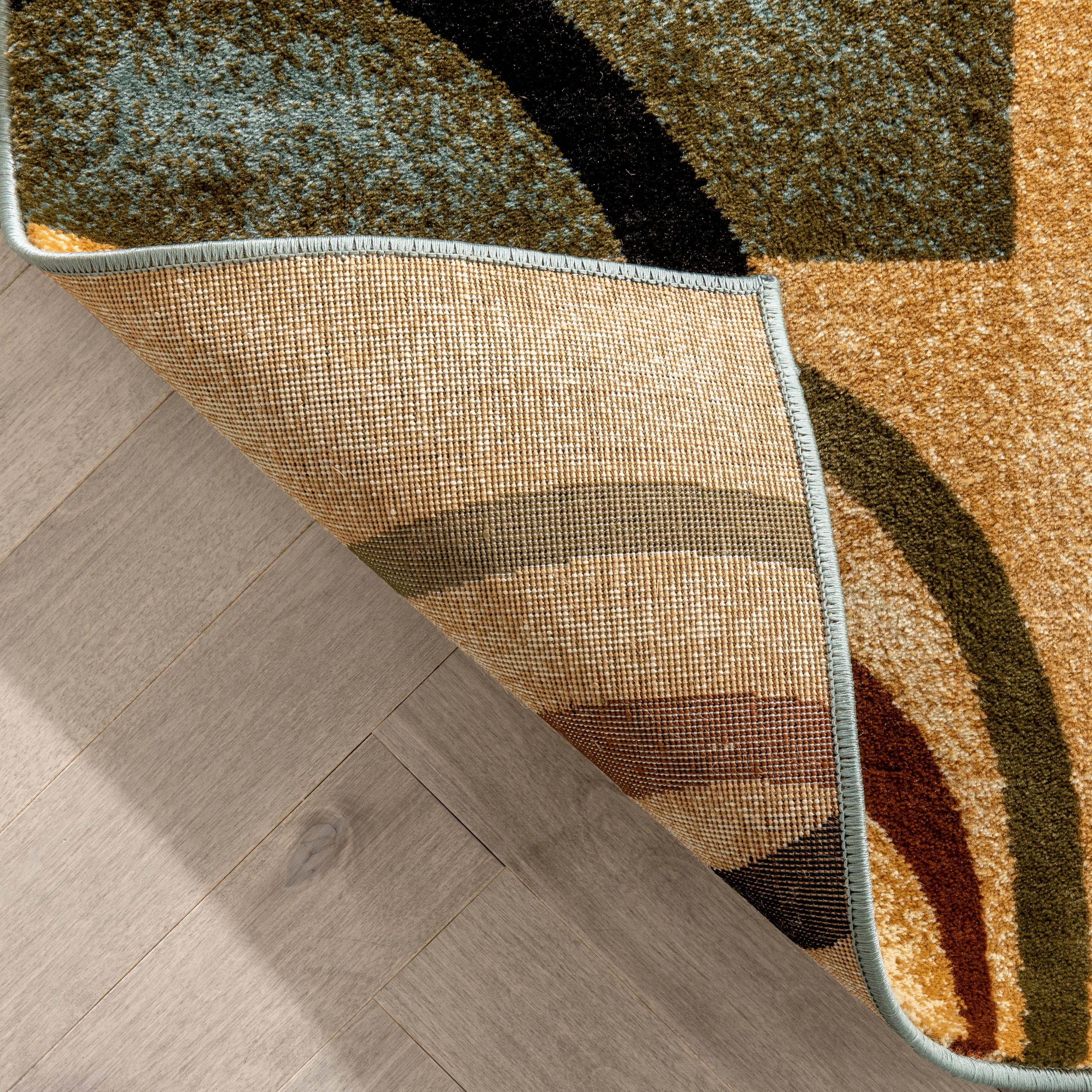 Well Woven Deco Rings Red Ivory Light Blue Geometric Modern Casual Area Rug Easy to Clean Stain Fade Resistant Shed Free Abstract Contemporary Color Block Boxes Lines Soft Living Dining Room Rug