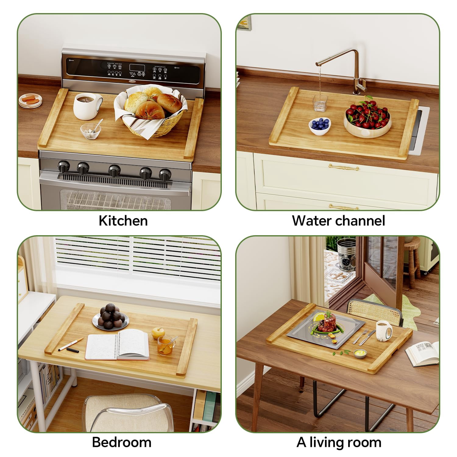 HAIDAIYA Noodle Board Stove Cover, Stove Top Covers for Electric 30"L X 22"W, Stove Top Covers for Gas Burners, Sink Cover for Counter Space, Durable Easy Clean Countertop, Light Wood