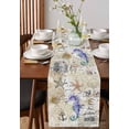 thumbnail image 4 of Table Runner Dresser Scarves 72 Inch Long,Watercolor Marine Seahorse Starfish Linen Dining Table Runners Sailboat Shell on Retro Newspaper Tabletop Scarf for Wedding Holiday Party Kitchen, 4 of 9
