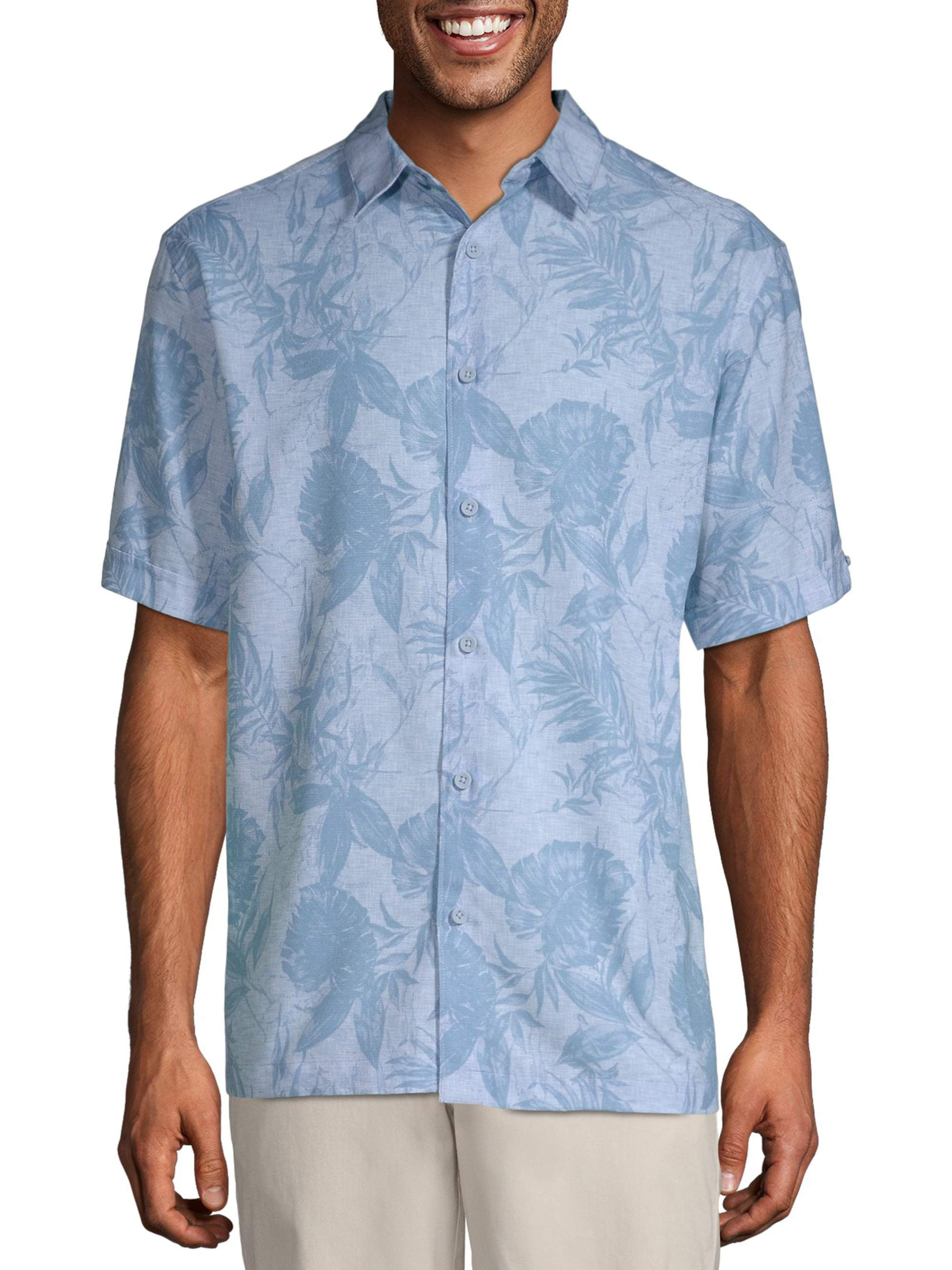 Cafe Luna Men's and Big Men's Short Sleeve Printed Tropical Woven Shirt ...