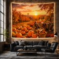 thumbnail image 6 of Autumn Sunset Orchard Pumpkins and Rustic Wagon Cozy Farmhouse for Home Decor Enthusiasts Harvest Seasonal Art Thanksgiving Gift Tapestry Wall Hanging for Living Room and Bedroom, 6 of 7