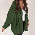 thumbnail image 5 of QQAMB Women's Sweatshirts Casual Solid Color Long Sleeve Zipper Hoodies Sweatshirts Loose Coat with Pocket Green L, 5 of 8